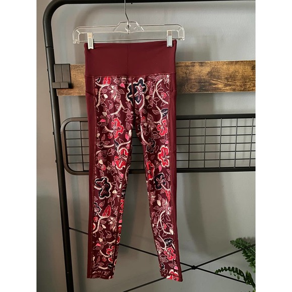 ATHLETA Maroon Floral Full Length Leggings | XS - Picture 1 of 5